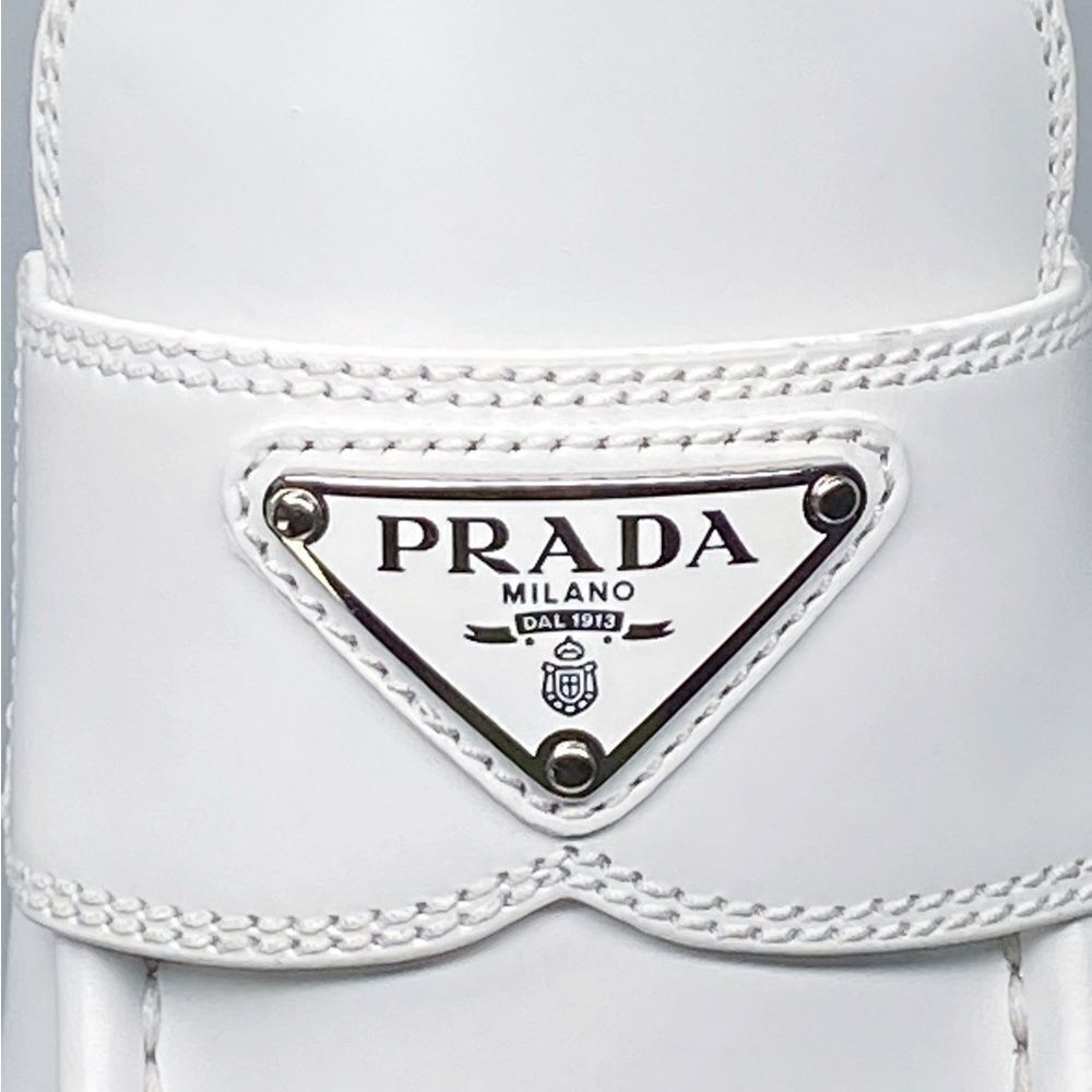 Prada Spazzolato Logo Platform Leather Loafers size 39 - Picture 10 of 14